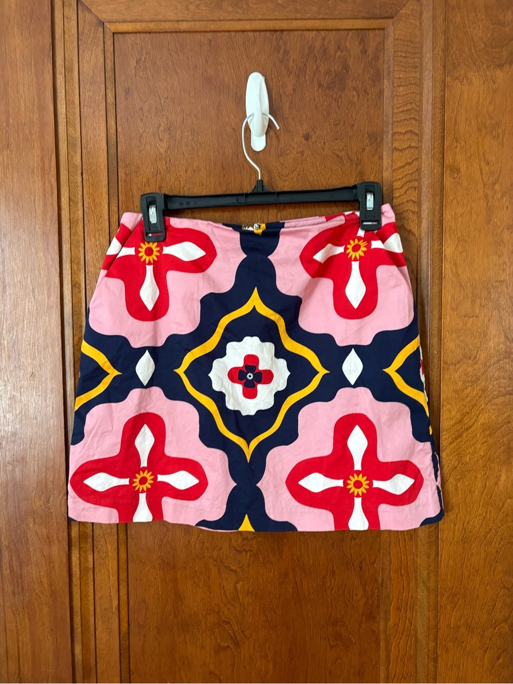 Boden Pink, Navy & Red Graphic Mini Skirt - 4 Petite